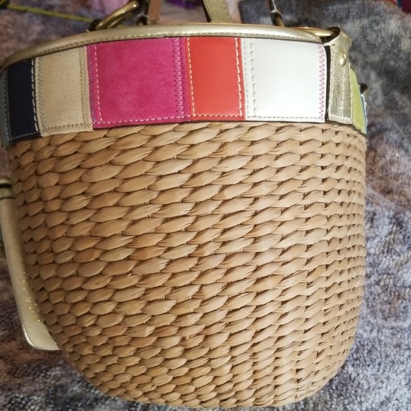RARE COACH STRAW PATCHWORK BASKET PURSE POCKETBOOK - Picture 5 of 8